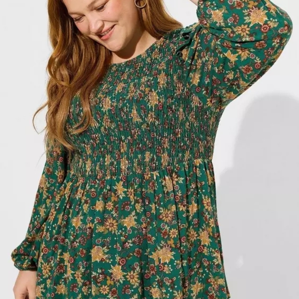 Toried Peplum Crinkle‎ Gauze Smocked Top